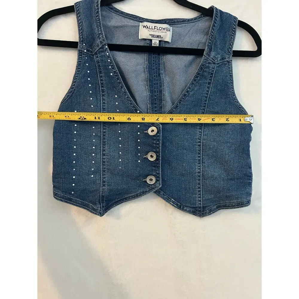 wallflower dreamer fit denim‎ vest xs adjustable